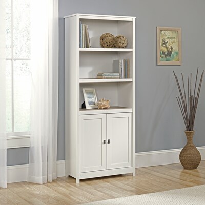 Sauder Cottage Road 71H 5-Shelf Bookcase with Adjustable Shelves, Soft White (417593)