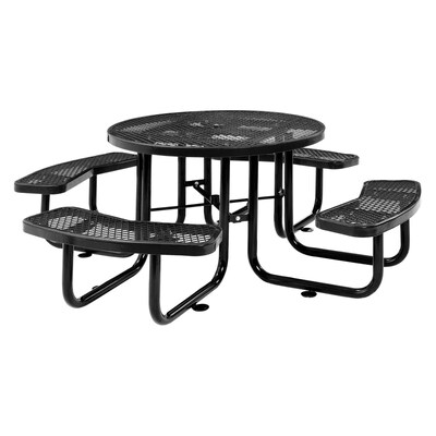 Global Industrial 46" Round Picnic Table, Expanded Metal, Black (277150BK)