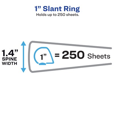 Avery TouchGuard Protection Heavy Duty 1" 3-Ring View Binders, Slant Ring, White (17141)