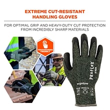 Ergodyne ProFlex 7070 Nitrile Coated Cut-Resistant Gloves, ANSI A7, Heat Resistant, Green, Medium, 1