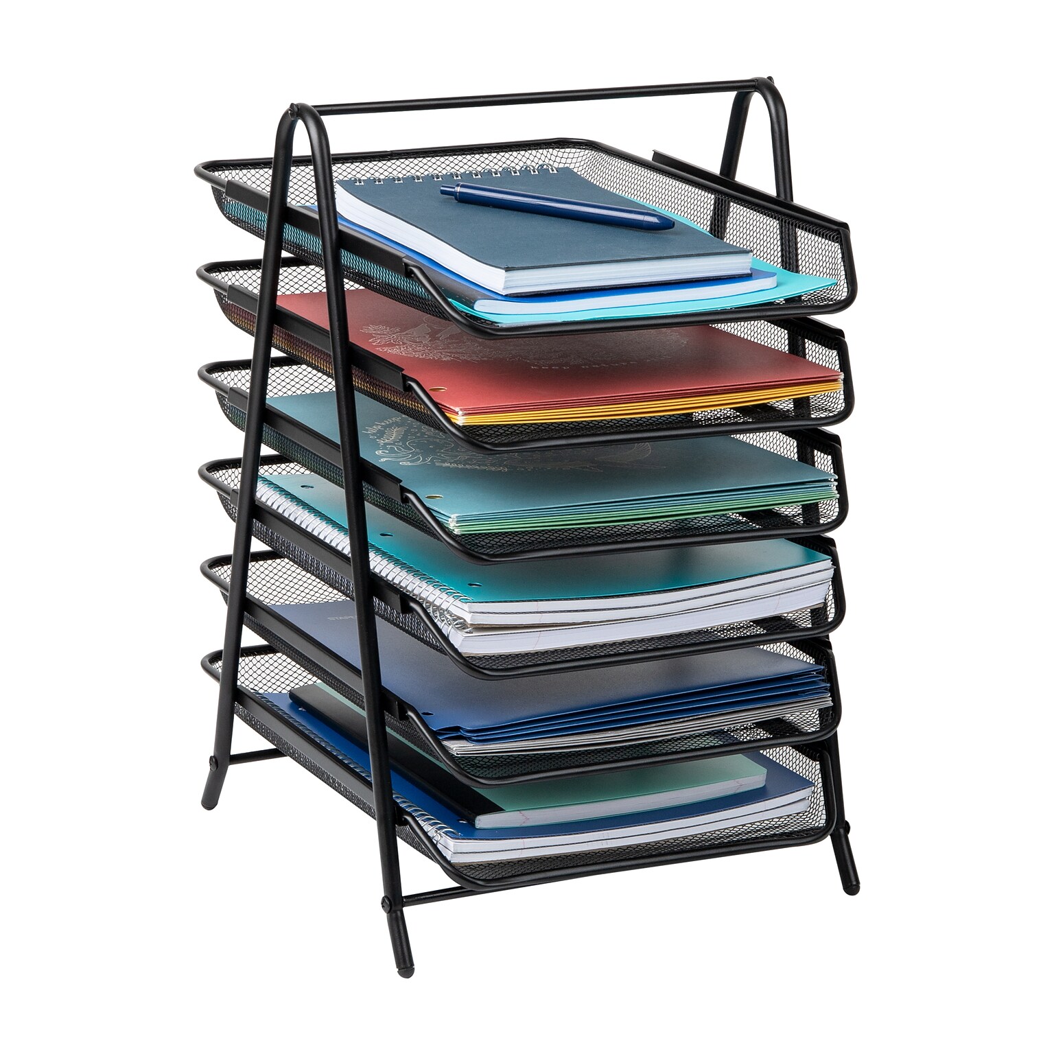 Mind Reader 6-Tier Stackable Paper Desk Tray Organizer, Metal, Black (6TPAPER-BLK)
