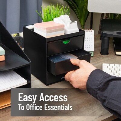 Mind Reader 3-Drawer Plastic Desk Organizer, Black (MINMACH3-BLK)