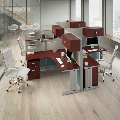 Bush Business Furniture Office in an Hour 65W x 65D L Shaped Cubicle Desk, Hansen Cherry (WC36494-03K)