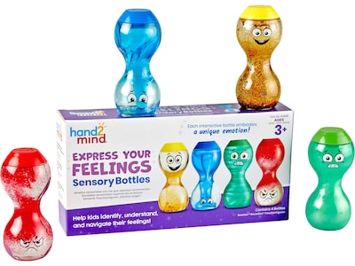 hand2mind Express Your Feelings Sensory Bottles, 4/Pack (94488)