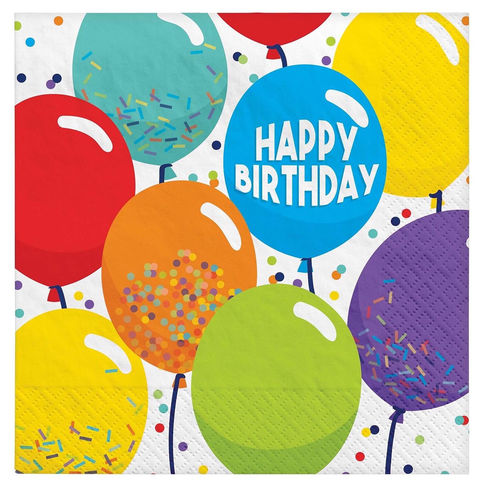 Party City Balloon Birthday Lunch Napkin, 2-Ply, Multicolored, 16 Napkins/Pack (AM51050128-ST)