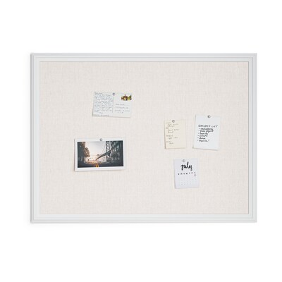 U Brands Cork Linen Bulletin Board, White Decor Frame, 40" x 30" (2917U00-01)
