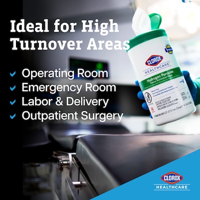 Clorox Healthcare Hydrogen Peroxide Cleaner Disinfectant Wipes Refill, 185 Wipes/Container, 2/Carton (30827)