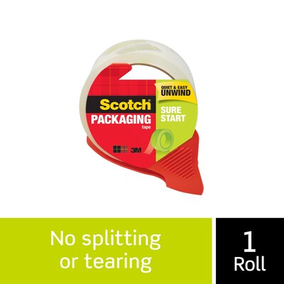 Scotch Sure Start Shipping Packing Tape with Dispenser, 1.88 x 38.2 yds., Clear (3450S-RD)