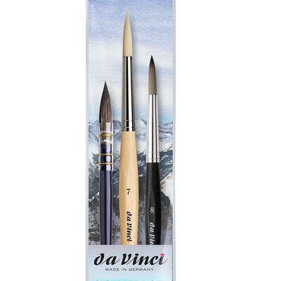 da Vinci Signature Collection by Anna Zadorozhnaya Watercolor Synthetic Bristle, Assorted Brushes, 3/Pack (DVXVA55280)