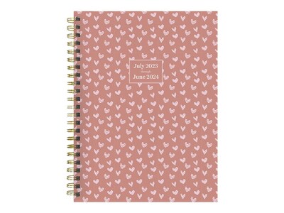 2023-2024 TF Publishing Pink Hearts 6.5 x 8 Academic Weekly & Monthly Planner, Paperboard Cover, Pink/White (AY24-9212)