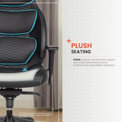 Sharper Image Algrove Comfort-X Ergonomic Swivel Executive Massage Chair, Black/Blue (60117-BLKBLU)