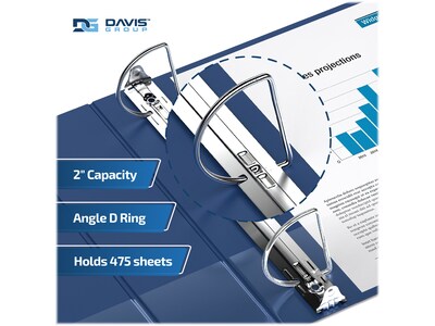 Davis Group Premium Economy 2" 3-Ring Non-View Binders, D-Ring, Royal Blue, 6/Pack (2304-92-06)