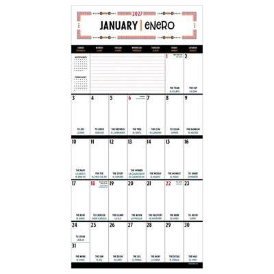 2027 TF Publishing Spanish Words for Everyone 12 x 12 Monthly Wall Calendar, Multicolored (27-1148)