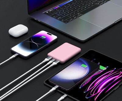 LAX 6600mAh Power Bank with USB-C & USB, Pink (RC66PN)