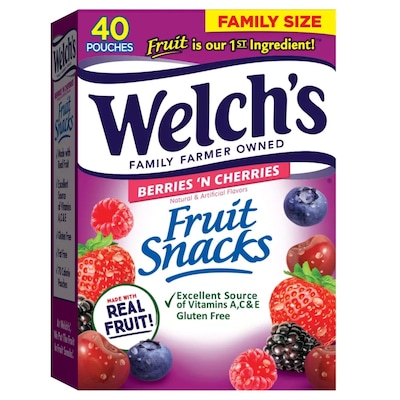 Welchs Gluten Free Berries n Cherries Fruit Snacks, 40 Packs/Box (PIM84062)