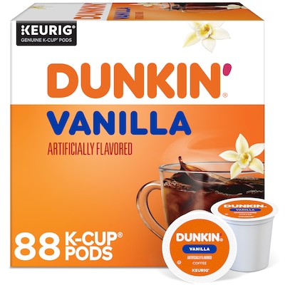 Dunkin Vanilla Keurig Single Serve K-Cup Coffee Pods, Light Roast, 22/Box, 88/Carton (5000363272)