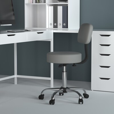 Boss Caressoft Armless Medical Stool w/Back Cushion, Gray (B245-GY)