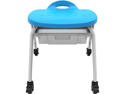 Luxor Plastic/Steel Classroom Stool with Wheels and Storage, Blue/White (MBS-STOOL-1)