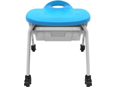 Luxor Plastic/Steel Classroom Stool with Wheels and Storage, Blue/White (MBS-STOOL-1)