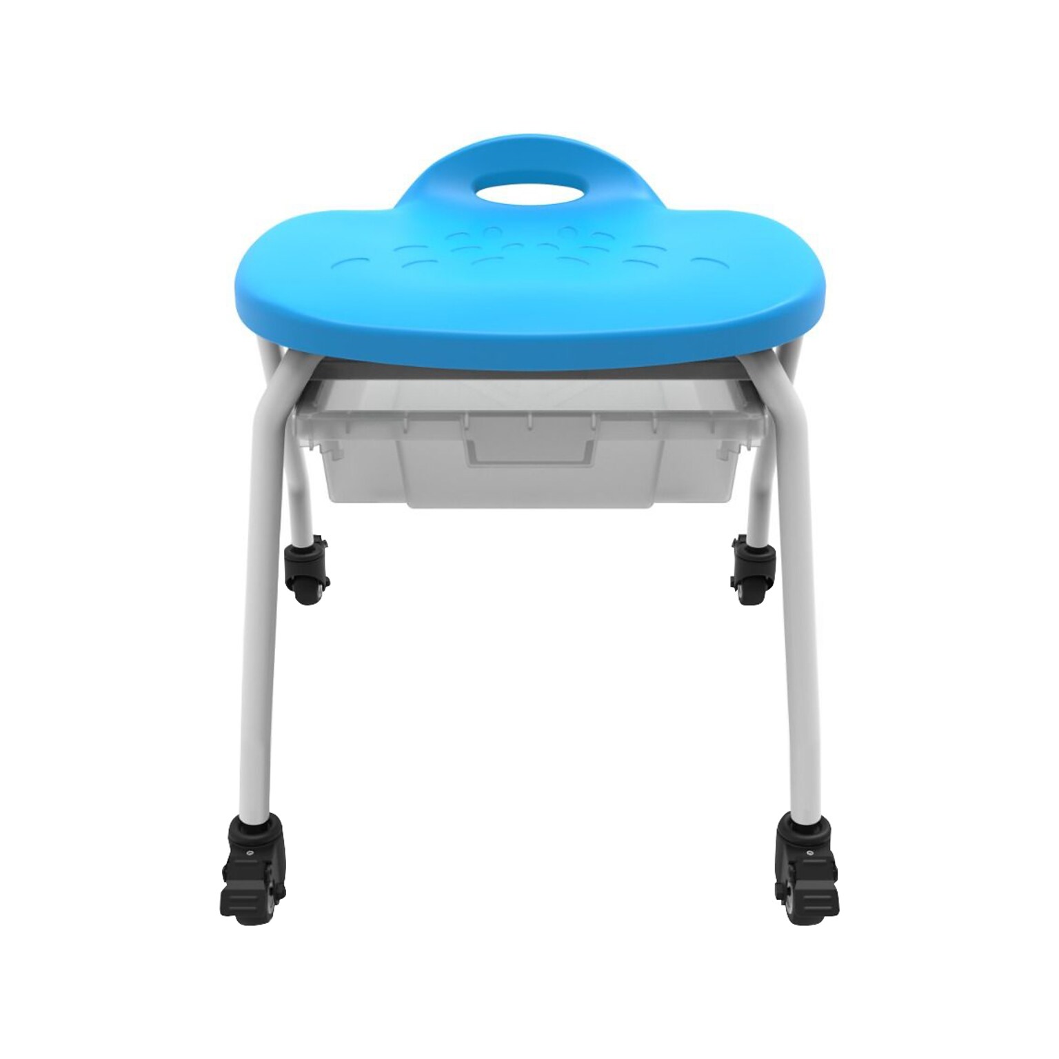 Luxor Plastic/Steel Classroom Stool with Wheels and Storage, Blue/White (MBS-STOOL-1)