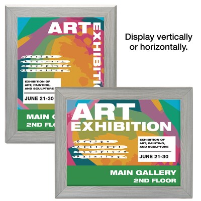 Excello Brands Plastic Snap Frame, 8.5" x 11", Vertical/Horizontal, Wall Mounted, Gray Oak (SF-8511-GRYOAK)