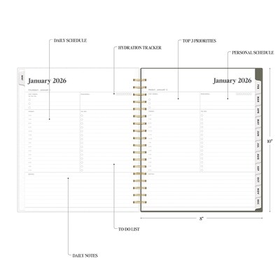 2026 Blue Sky The Everygirl Rue 8" x 10" Calendar Year Daily & Monthly Planner, Plastic Cover, Olive (152789)