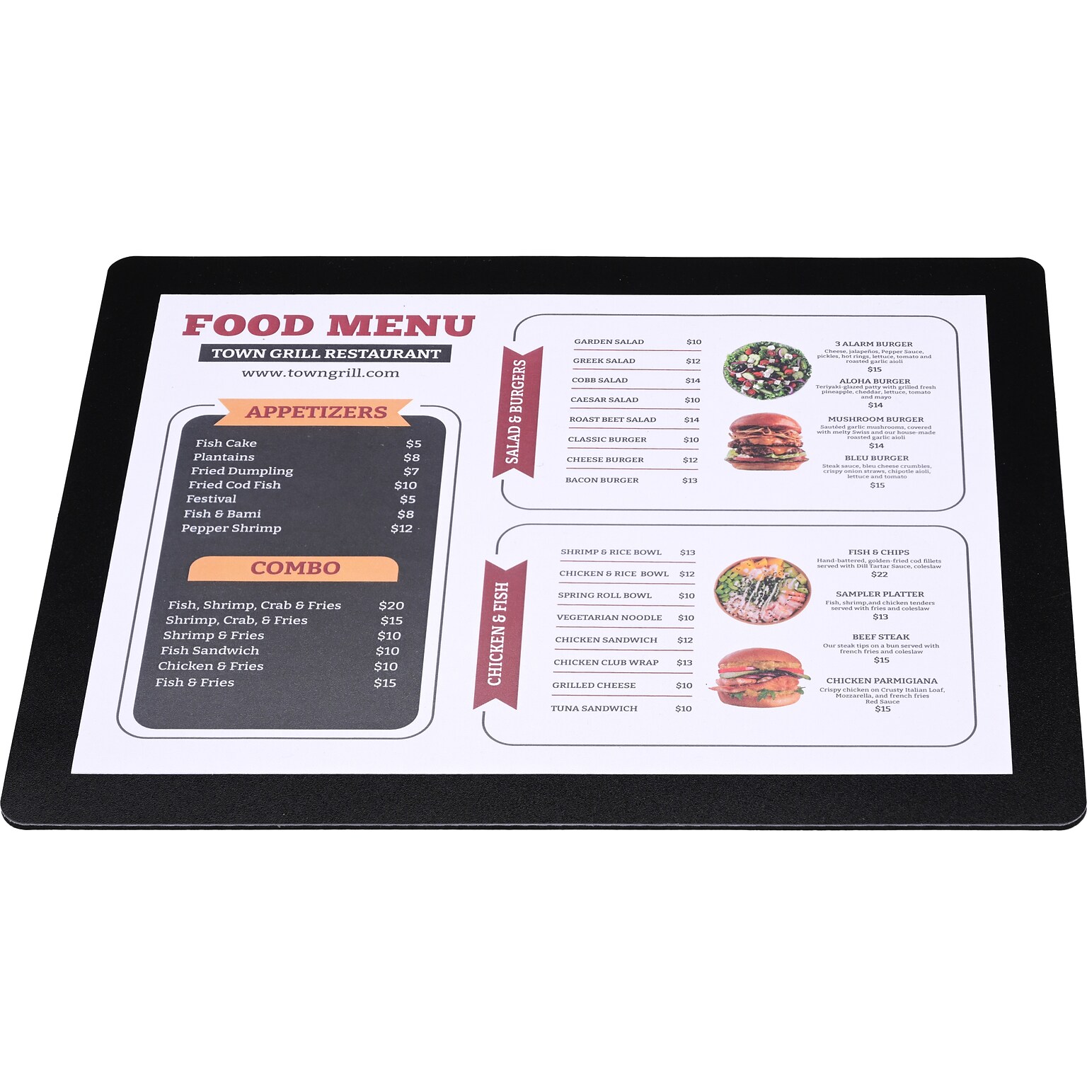 Excello Global Products Menu Holder, 8.5 x 11, Black (SPLS-MENU-8511C)