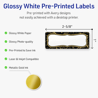 Avery Rectangle Laser/Inkjet Multipurpose Labels, 1 x 2-5/8, White, 160/Pack (19479370900)