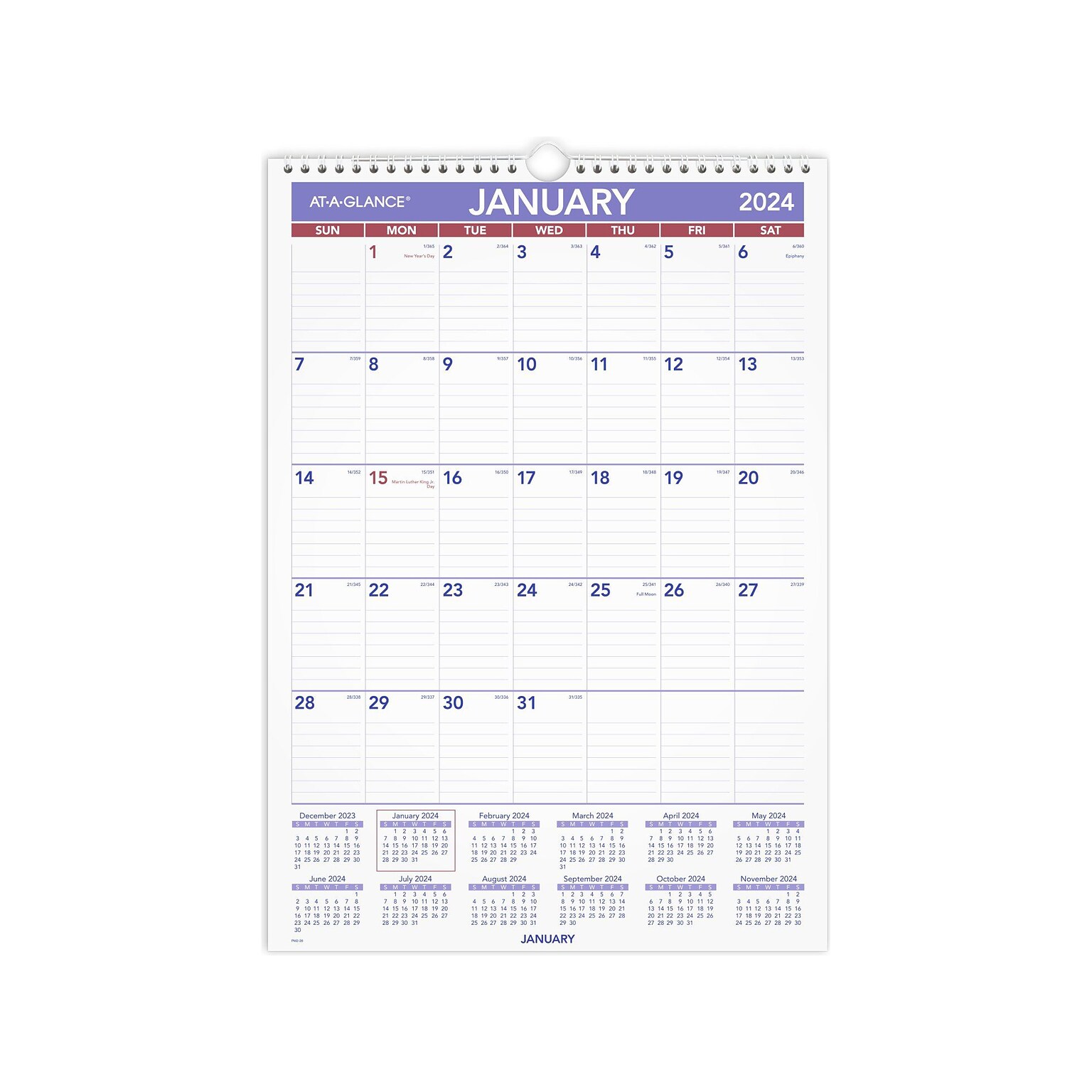 2024 ATAGLANCE 12" x 17" Monthly Wall Calendar (PM22824)