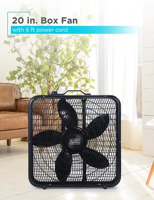 Black & Decker 20" Box Fan, 3-Speed, Black (BFB20SB)