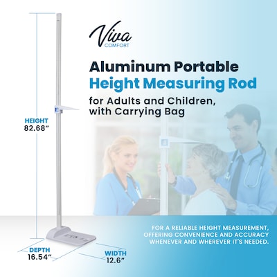 Viva Comfort Portable Stadiometer Height Measuring Rod, White (ADIME907-01-MK)