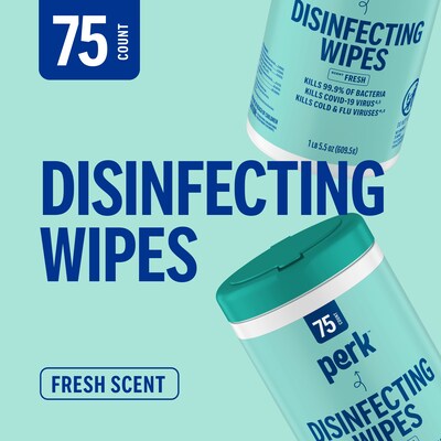 Perk™ Disinfecting Wipes, Fresh Scent, 75 Wipes/Pack (PK56664)