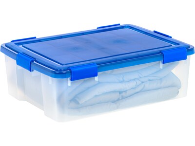 Iris WeatherPro 40 Qt. Latch Lid Storage Bin, Clear/Blue (500202)