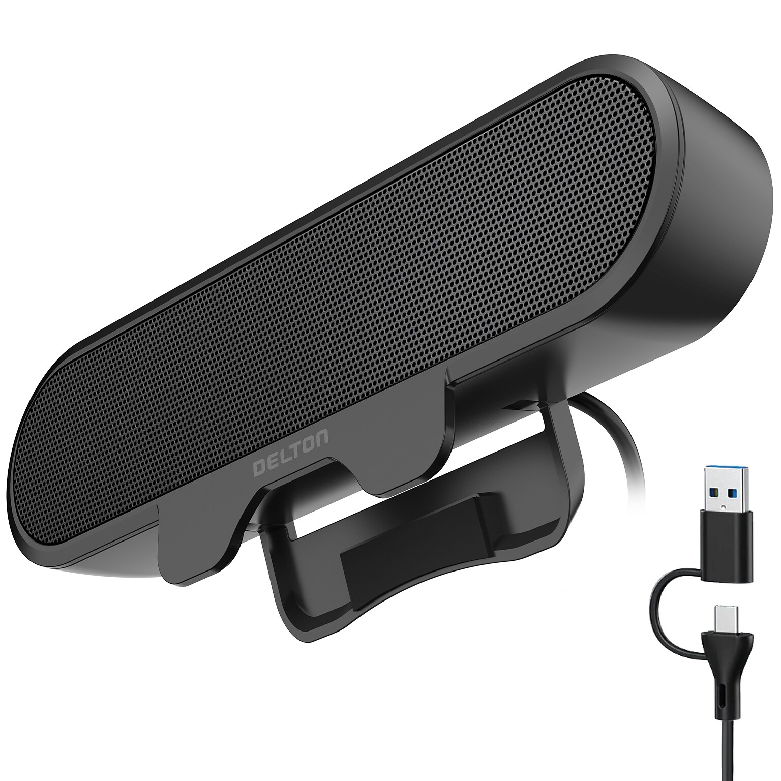 Delton P150 10W Clip-On Monitor Computer Speaker, USB-A/C, Black (DSP150C-U)