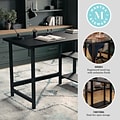Martha Stewart Beckett 48W Solid Wood Rectangular Home Office Trestle Desk, Black Wood Grain (BLNFY