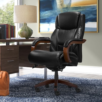 La-Z-Boy Delano Ergonomic Faux Leather Swivel Executive Big & Tall Chair, Black (45833A)