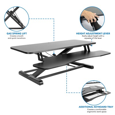 Mount-It! 36"W Manual Adjustable Standing Desk Converter, Black (MI-8050)