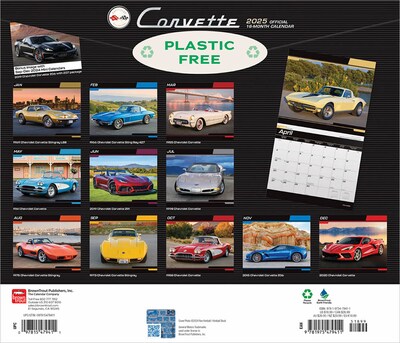 2025 BrownTrout Corvette 14" x 24" Monthly Deluxe Wall Calendar, (9781975479411)