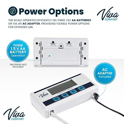 Viva Comfort Medical Digital BMI Weight Scale, 550 lbs. Capacity, White (ADIME904-06-MK)