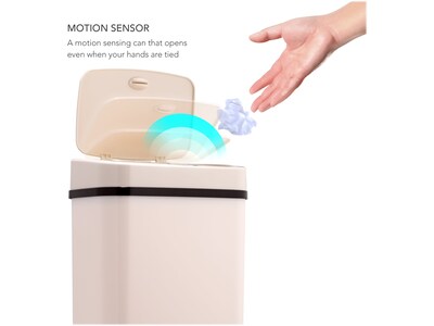 Nine Stars Plastic Sensor Trash Can, 3.2-Gallon, White (DZT-12-5WH)