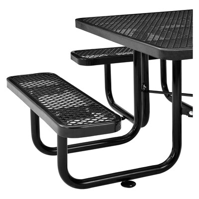 Global Industrial 46 Square Outdoor Steel Picnic Table, Expanded Metal, Black (277151BK)