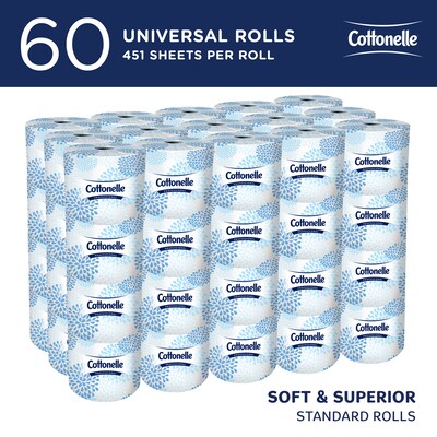 Cottonelle Professional Recycled Toilet Paper, 2-ply, White, 451 Sheets/Roll, 60 Rolls/Case (17713)