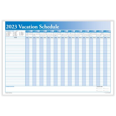 2023 ComplyRight Full Vacation Schedule, 24 x 36 Yearly Dry Erase Wall Calendar, Blue/White (J0063