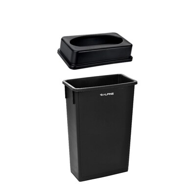 Alpine Industries Trash Can with Two Fold Drop Slot Lid, 23 Gallon, Black (477-BLK-PKG2)