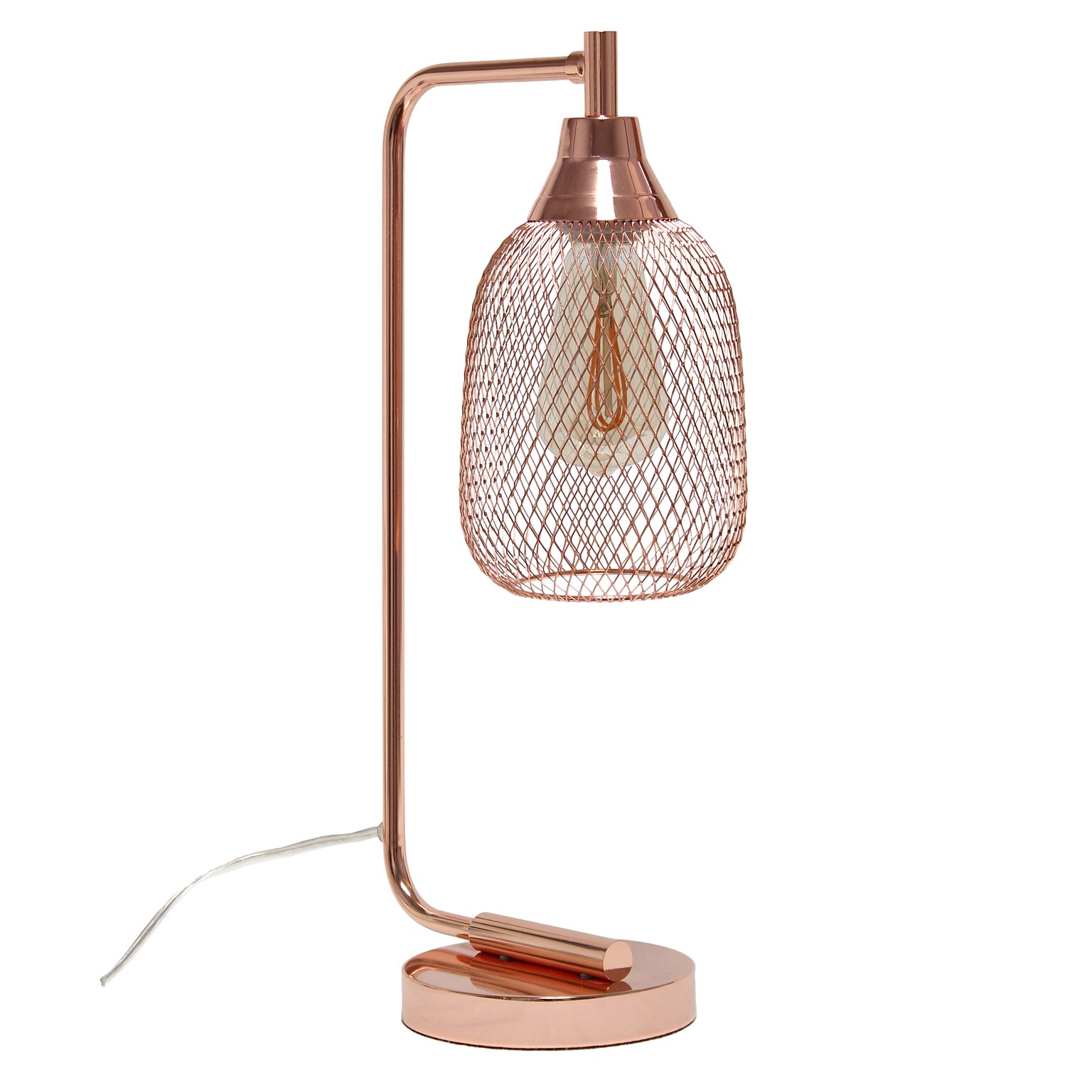 Lalia Home Industrial Mesh Desk Lamp, Rose Gold (LHD-2000-RG)