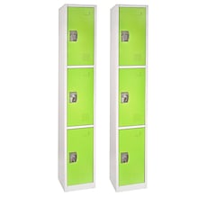 AdirOffice 72 3-Tier Key Lock Green Steel Storage Locker, 2/Pack (629-203-GRN-2PK)