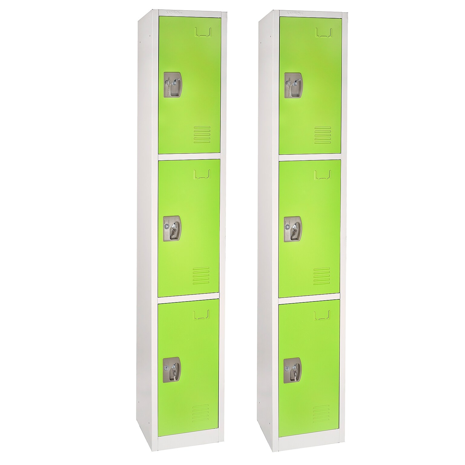 AdirOffice 72 3-Tier Green Storage Locker, 2/Pack (629-203-GRN-2PK)