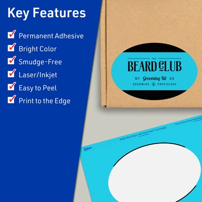Avery Printable Oval Multipurpose Labels, 4 x 6, Bright Blue, 40/Pack (94057)