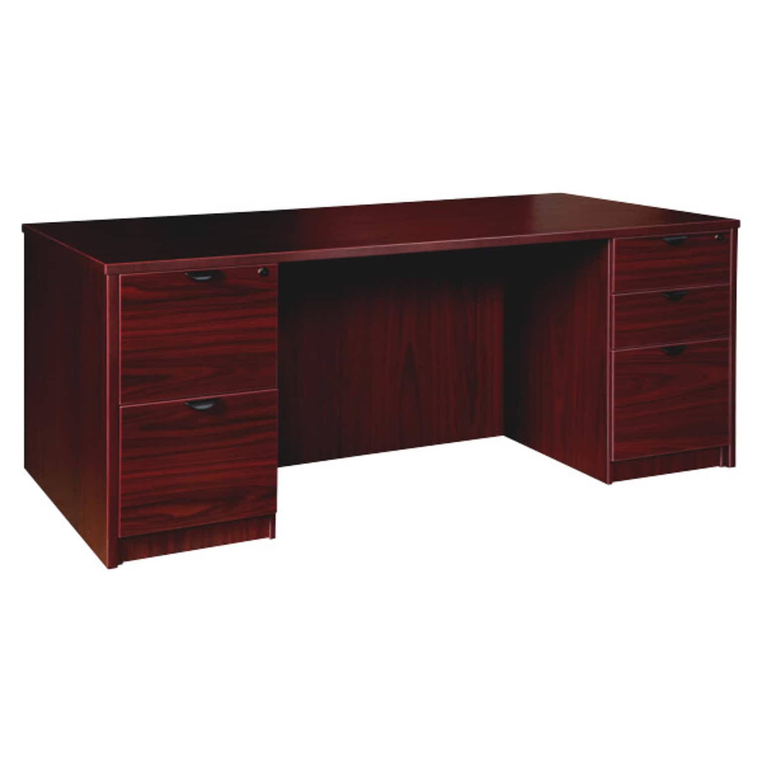 Lorell Prominence 2.0 Double-Pedestal Desk, 36D x 72W x 29H, Mahogany (LLRPD3672DPMY)