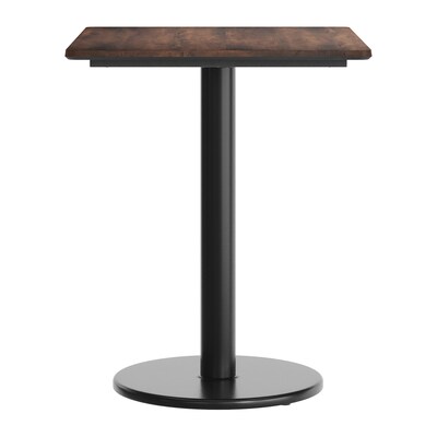 Flash Furniture Acadia Wooden Dining Table with Round Base, 23.75"D x 29.75"W, Dark Brown/Black Base (ST2430WBRTR18)